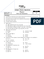 MCQ Phy 11th Units and Dimensions Test Paper 03-05-2013