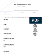 Prueba de Ingles para Primero Basico PDF