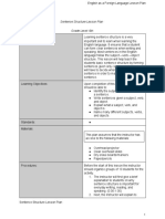 Sentence Structure Lesson Plan Grade Level: 6th