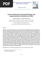 Factors Influencing Marketing Planning and Implementation in Zimbabwean Smes