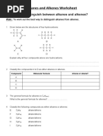 Alkanes and Alkenes Worksheet