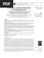 Efficiency and Productivity of Banking S PDF