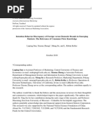 Intention-Behavior Discrepancy of Foreign Versus Domestic Brands in Emerging Markets: The Relevance of Consumer Prior Knowledge