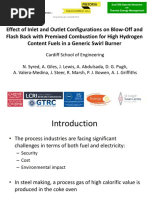 Effect of Inlet and Outlet Configurations On Blow-Off and Flash Back With Premixed Combustion For High Hydrogen Content Fuels in A Generic Swirl Burner N Syred