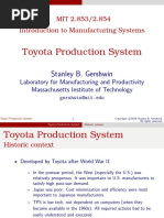 Toyota Production System: MIT 2.853/2.854 Introduction To Manufacturing Systems