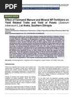 Effect of Farmyard Manure and Mineral NP Fertilizers On Yield Related Traits and Yield of Potato (Solanum Tuberosum L.) at Areka, Southern Ethiopia