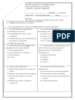 EVALUACIÓN Genero Dramatico y Comprension Lectora