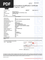 Welding Procedure Qualification Certificate EN ISO 15614-1: 2017