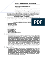 Human Resource Management Assignment: Employment Screening Test