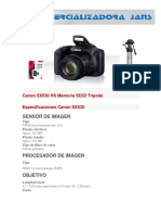 Canon SX530 HS Ficha Tecnica