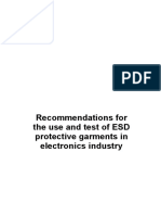 Recommendations For The Use and Test of ESD Protective Garments in Electronics Industry