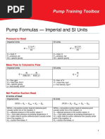 Pump Formulas - Imperial and SI Units: Pressure To Head