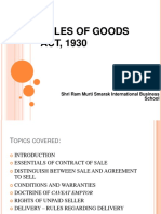 Sales of Goods ACT, 1930: - Somya Tiwari Assistant Professor Shri Ram Murti Smarak International Business School