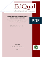 Ethics in Qualitative Research: Issues and Challenges: Edqual Working Paper No. 4