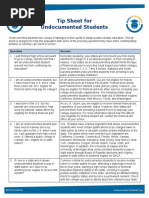 Tip Sheet For Undocumented Students