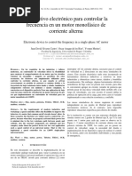 Dispositivo Electrónico para Controlar La Frecuencia en Un Motor Monofásico de Corriente Alterna