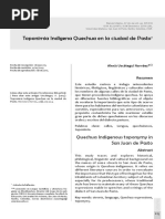 Toponimia Indígena Quíchua en La Ciudad de Pasto