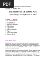 The Prisoner of Zenda. Novel: Characters