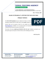 Graduate Pharmacy Aptitude Test 2019 (Gpat-2019) : Public Notice