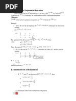 The Roots of Polynomial Equation & Rational Root of Polynomial