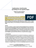 Transferencias e Interferencias en El Aprendizaje de Una Segunda Lengua