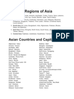 The Five Regions of Asia: Asian Countries and Capital Cities