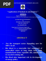 "Application of Biofuels in Automotives ": Visveswaraiah Technological University, Belgaum