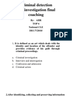 Criminal Detection and Investigation Final Coaching: By: Ahr Top 6 National CLE DEC/7/2018