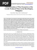 Characterization of Wine Parameters of The Locally Produced Wines in The Bicol Region, Philippines