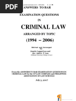 Criminal Law: Answers To Bar Examination Questions IN