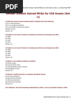 Gender Studies Solved MCQs For CSS Exams (Set - 1) - Download PDF