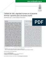 Calidad de Vida y Dignidad Humana en El Paciente Terminal. Opciones para Una Buena Muerte