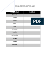 Tabla de Unidades Del Sistema MKS