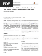 Functional and Aesthetic Full Mouth Rehabilitation of A Severely Worn Dentition To Restore Vertical Dimension: A Case Report