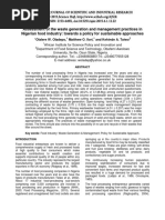 Assessment of The Waste Generation and Management Practices in Nigerian Food Industry: Towards A Policy For Sustainable Approaches