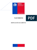 Plan Formativo: Manipulación de Alimentos