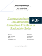 Comportamiento de Los Materiales Terrestres Frente A La Radiacion Solar