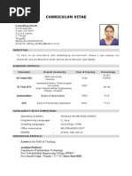 Curriculum Vitae: E.Sandhya, Mtech