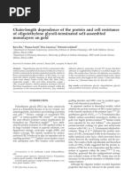 Chain-Length Dependence of The Protein and Cell Resistance of Oligo (Ethylene Glycol) - Terminated Self-Assembled Monolayers On Gold