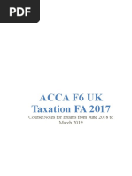 Acca F6 Uk Taxation FA 2017: Course Notes For Exams From June 2018 To March 2019