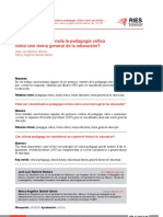 ¿Puede Ser Considerada La Pedagogía Crítica Como Una Teoría General de La Educación?