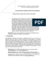 Job Satisfaction Among National Highway Authority Employees