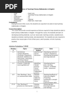 Syllabus of Teaching Primary Mathematics in English Course Identity