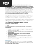 Efectos de Los Plaguicidas Sobre El Medio Ambiente y La Salud