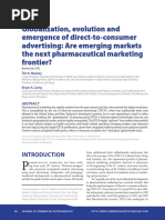 Globalization, Evolution and Emergence of Direct-To-Consumer Advertising: Are Emerging Markets The Next Pharmaceutical Marketing Frontier?