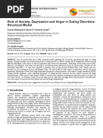 Role of Anxiety, Depression and Anger in Eating Disorders-Structural Model