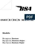 BSA Bantam D1 125 D3 150 D5 175 Instruction Manual 1967 CC