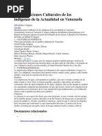 Manifestaciones Culturales de Los Indígenas de La Actualidad en Venezuela