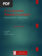 A Corporate Research Project: Presented by - Lisha Patel