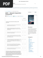 QCD - Sample Inspection Comments